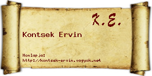 Kontsek Ervin névjegykártya